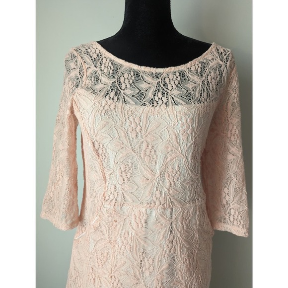 Maeve Anthropologie Lefkara blush pink lace dress - Picture 2 of 11